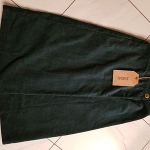 Small Forest Green Corduroy Faux Wrap Midi Skirt